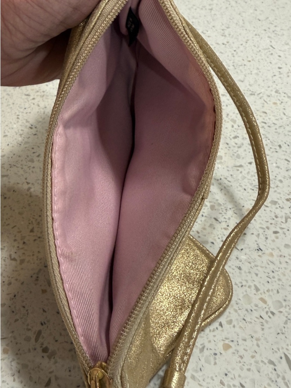 Coach Metallic Gold Nubuck Leather Wristlet Clutch with Buckle Detail - Picture 4 of 5
